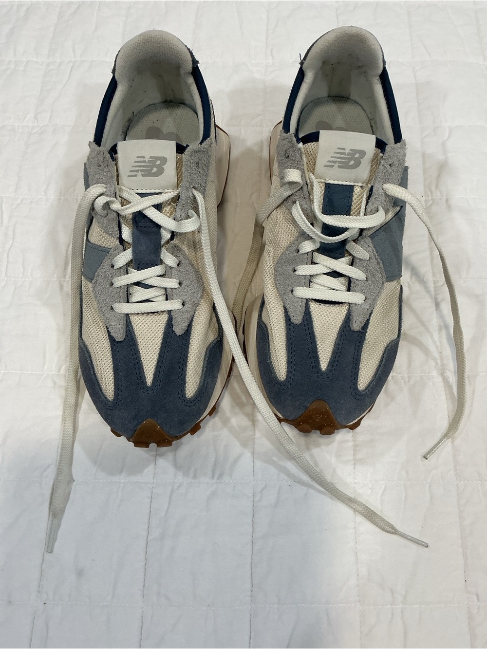 New Balance Men’s Blue & Cream Suede Mesh Runner Sneakers